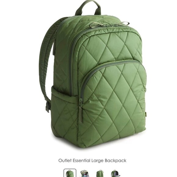 Vera Bradley Essential Lg Backpack & Accessories (Pearlized Cedar Green) - Picture 1 of 8